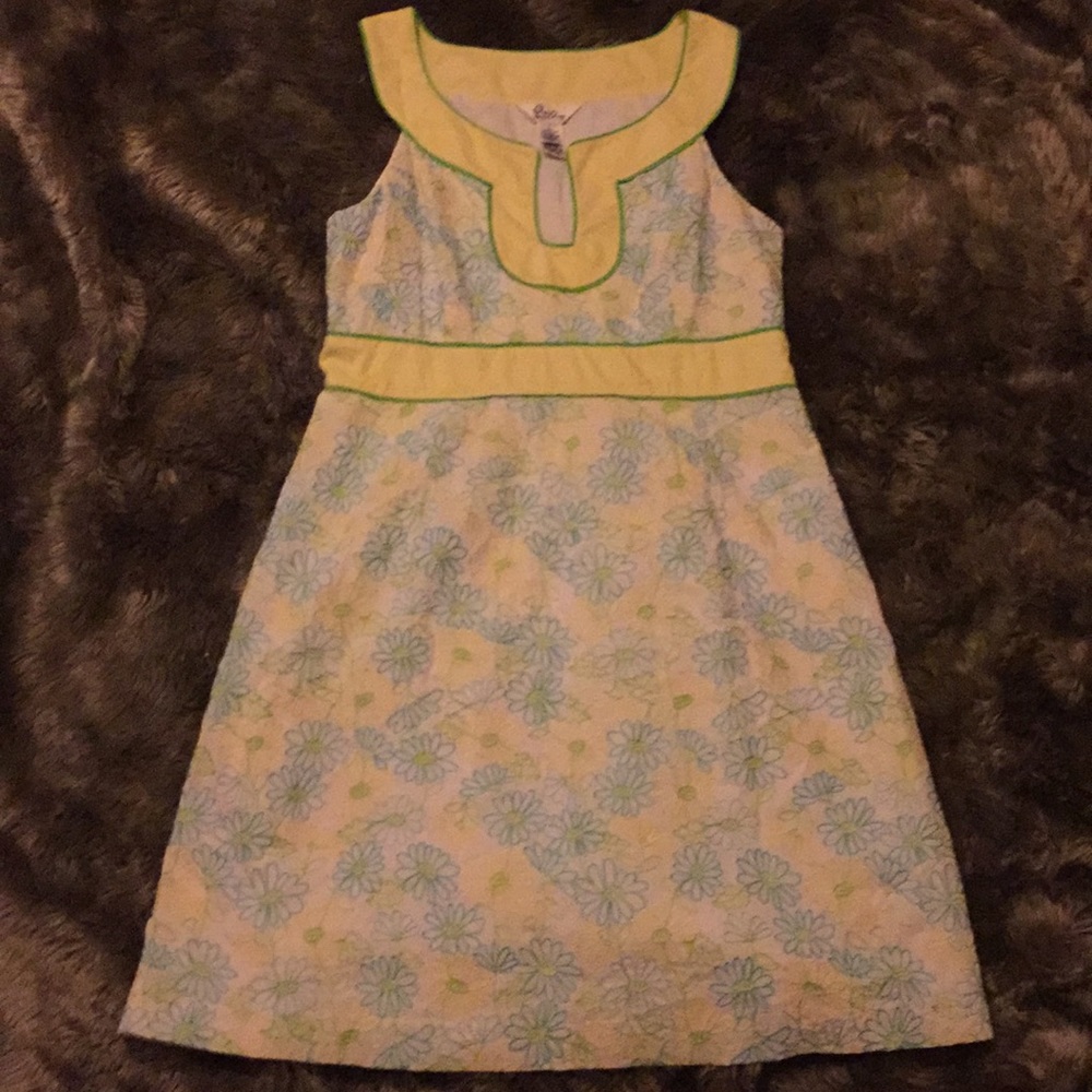 Lilly Pulitzer Floral Sleeveless‎ Dress with Green Accents - Picture 4 of 8